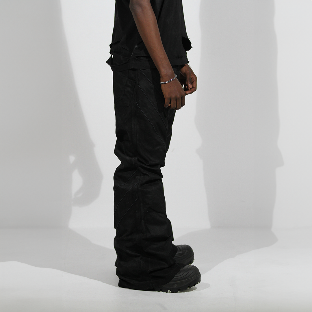 “PANIKA” SPIRAL FLARED PAINTED DENIM