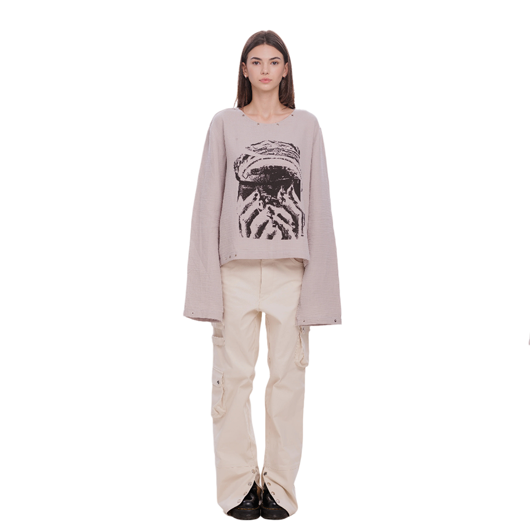 “Pernicious” muslin distressed sweater (Grey)