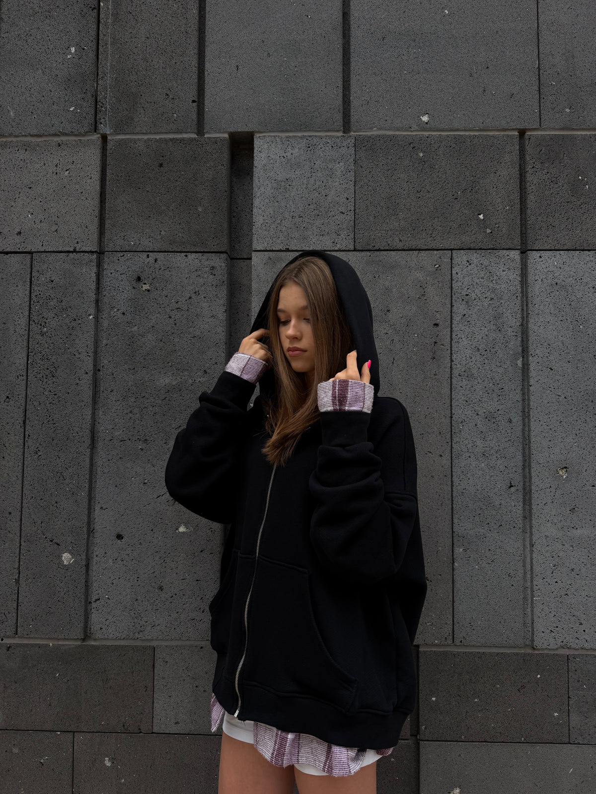 Plaid Zip-Up Hoodie
