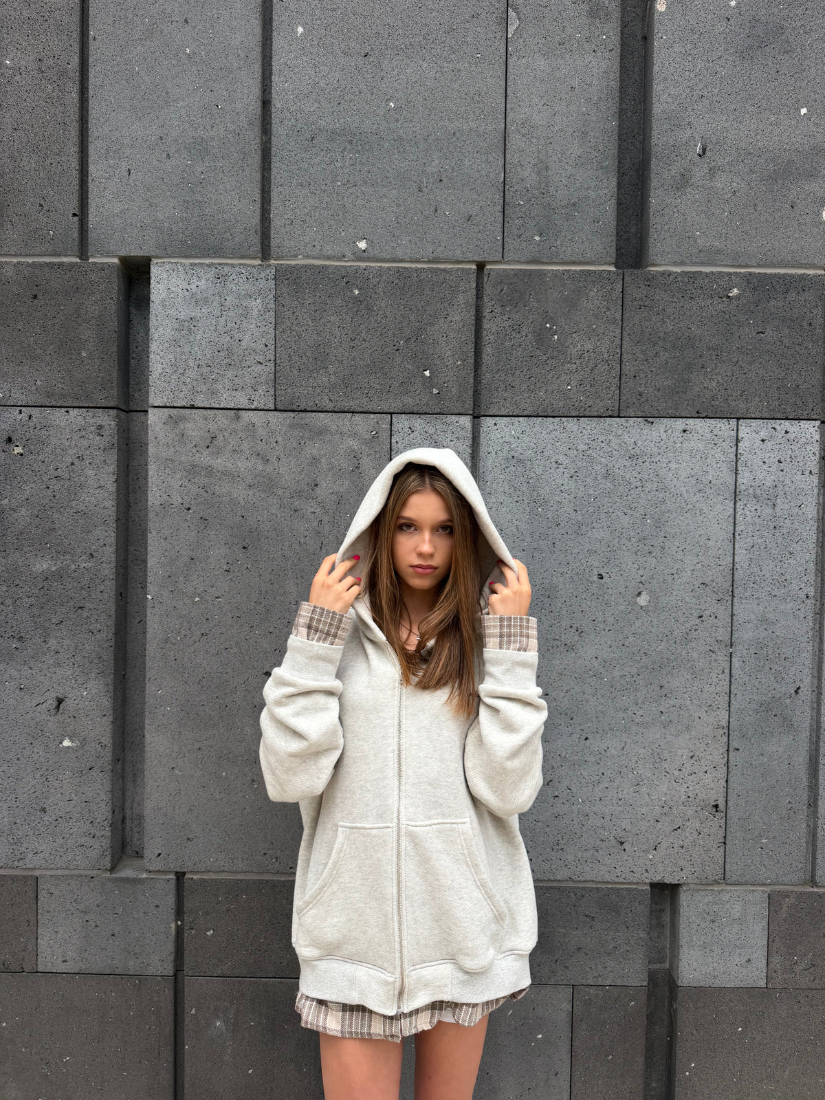 Plaid Zip-Up Hoodie