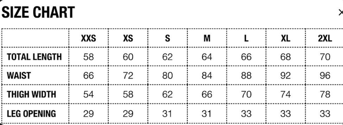 ШОРТИ РОЗКЛЬОЗІ «НІТЕР» – КАМУФЛЯЖ size chart