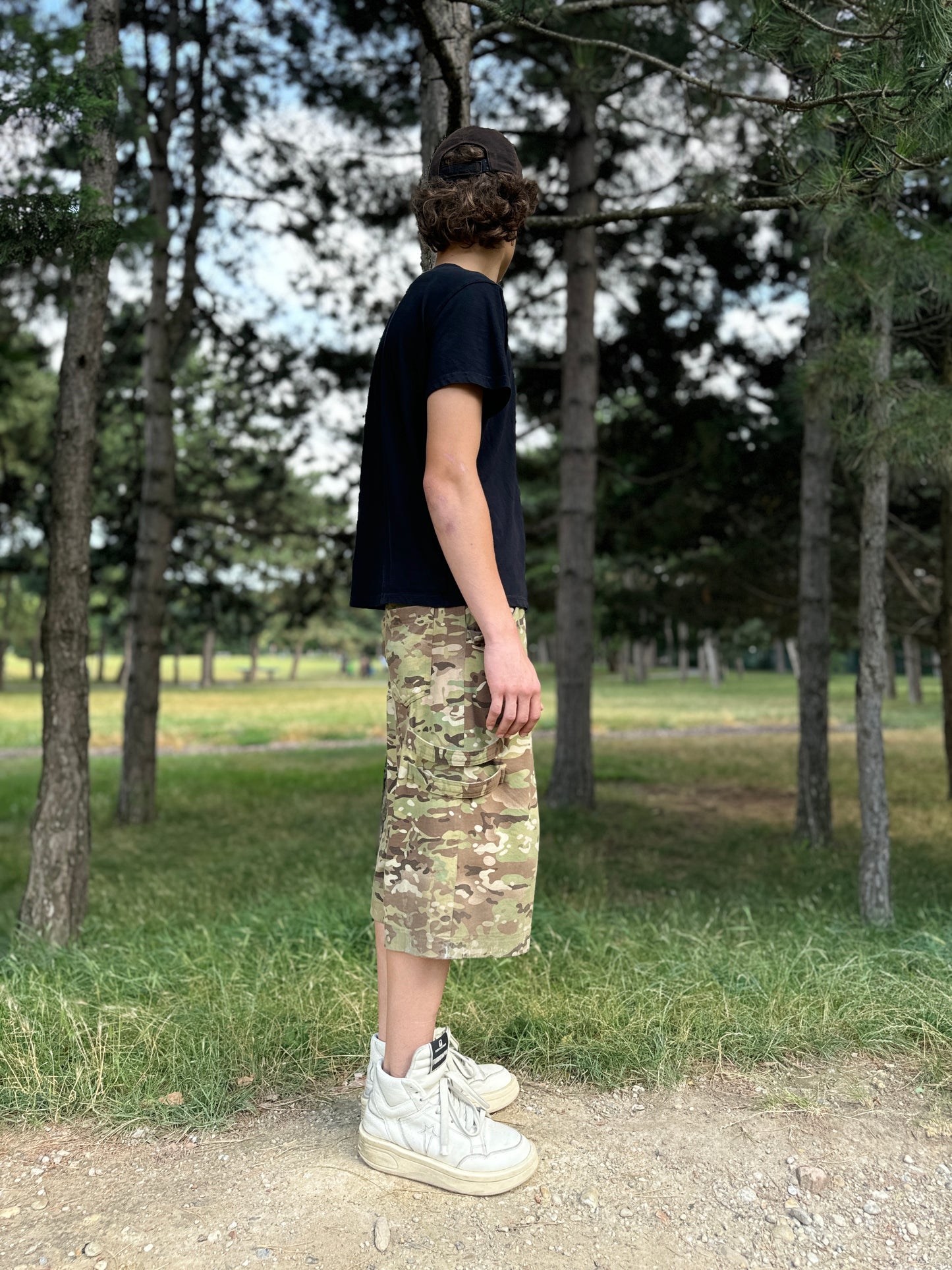 “NITER” FLARED SHORTS - CAMO