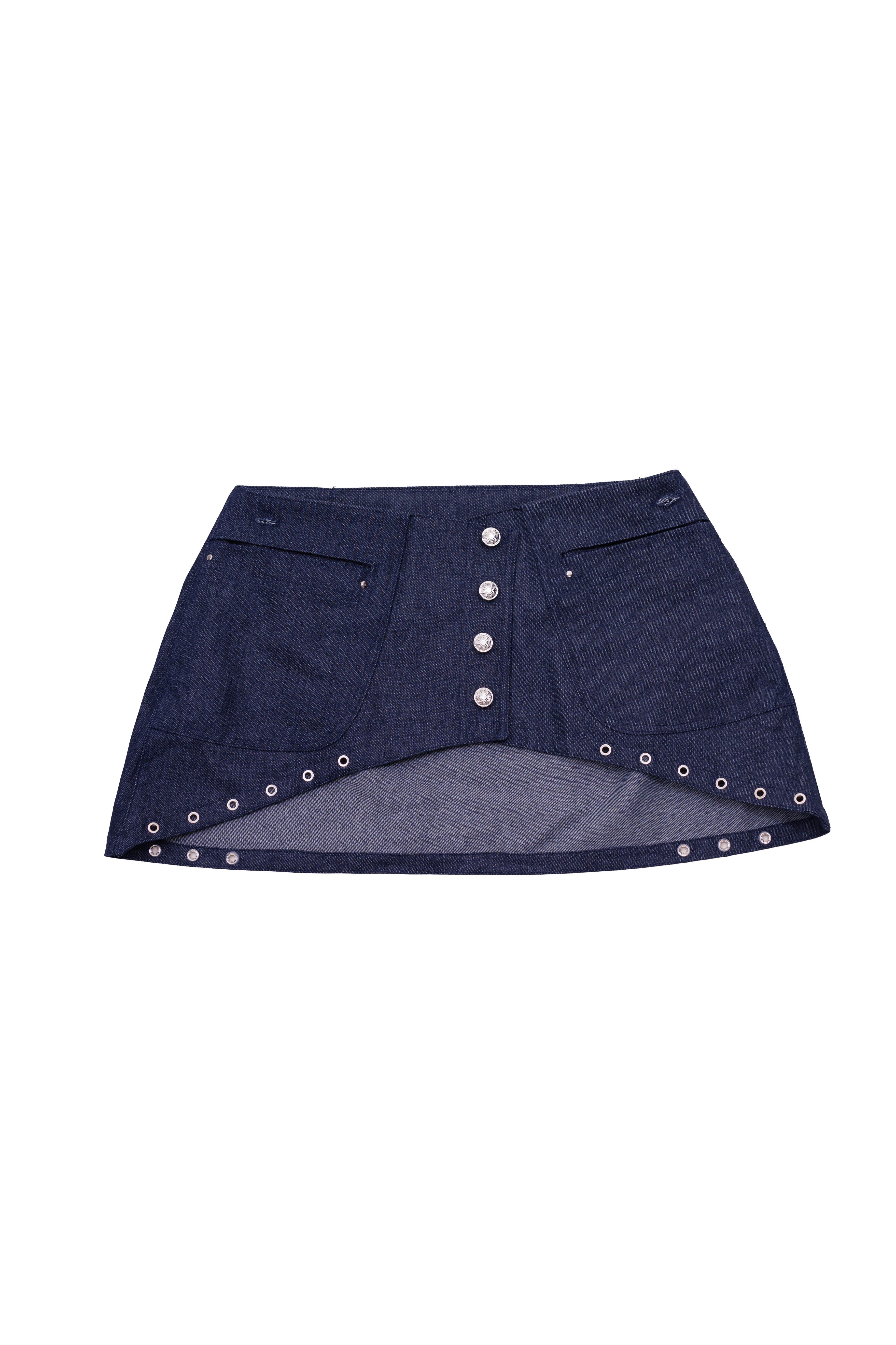 ENORMITE DETACHABLE-SKIRT FLARED DENIM - DARK BLUE