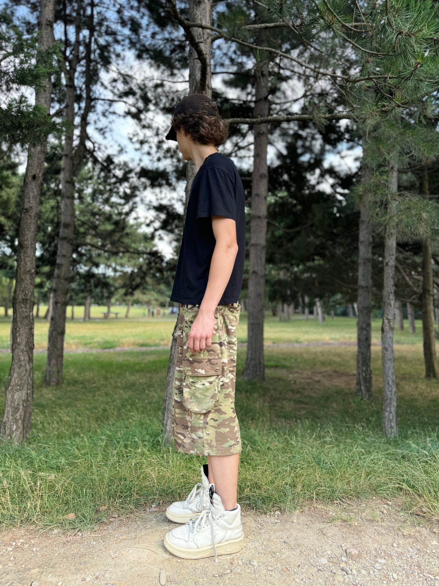 “NITER” FLARED SHORTS - CAMO