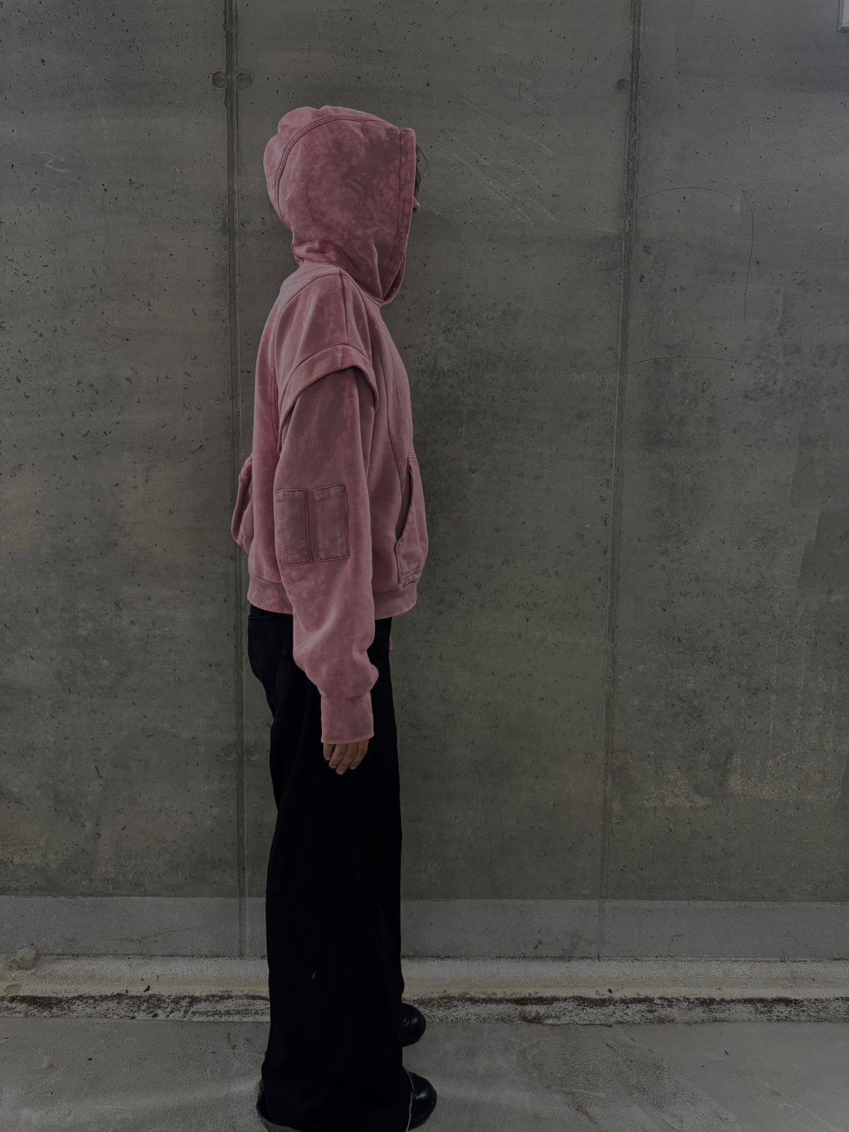 "SLENDER" LAYERED HOODIE - HARD DYED