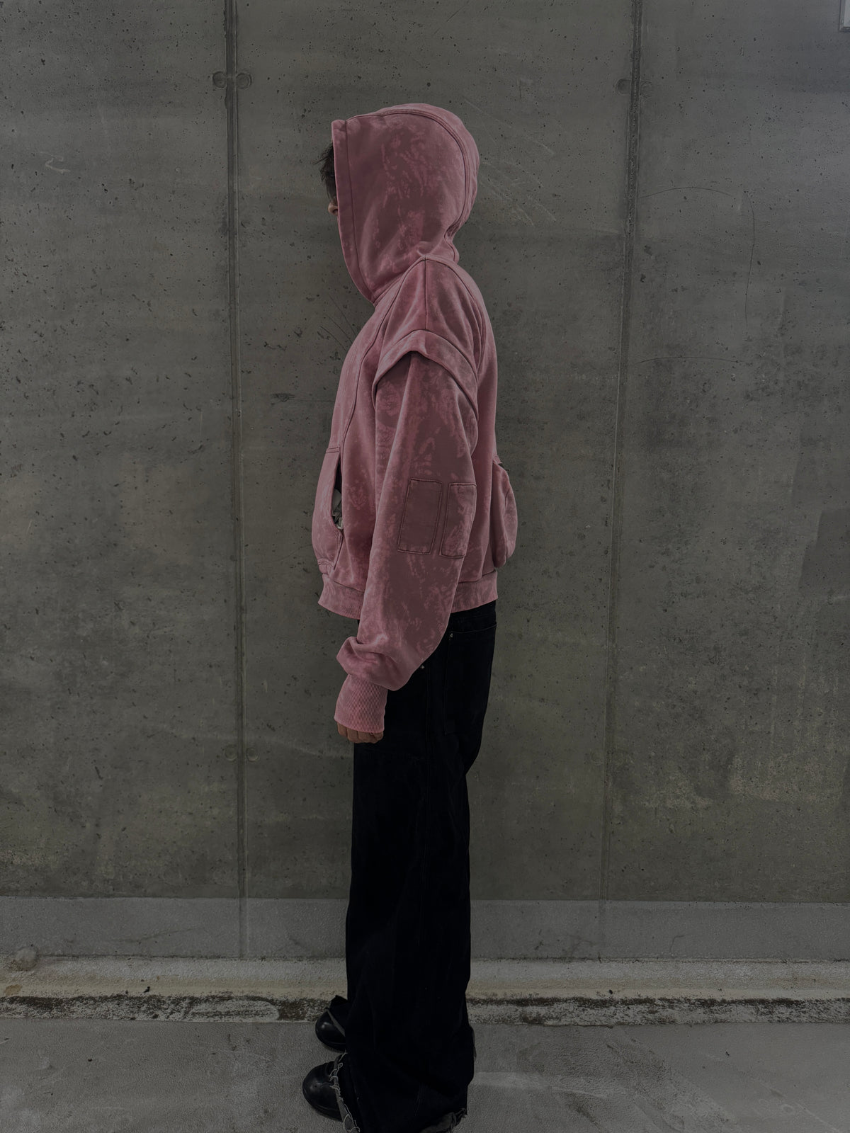 "SLENDER" LAYERED HOODIE - HARD DYED