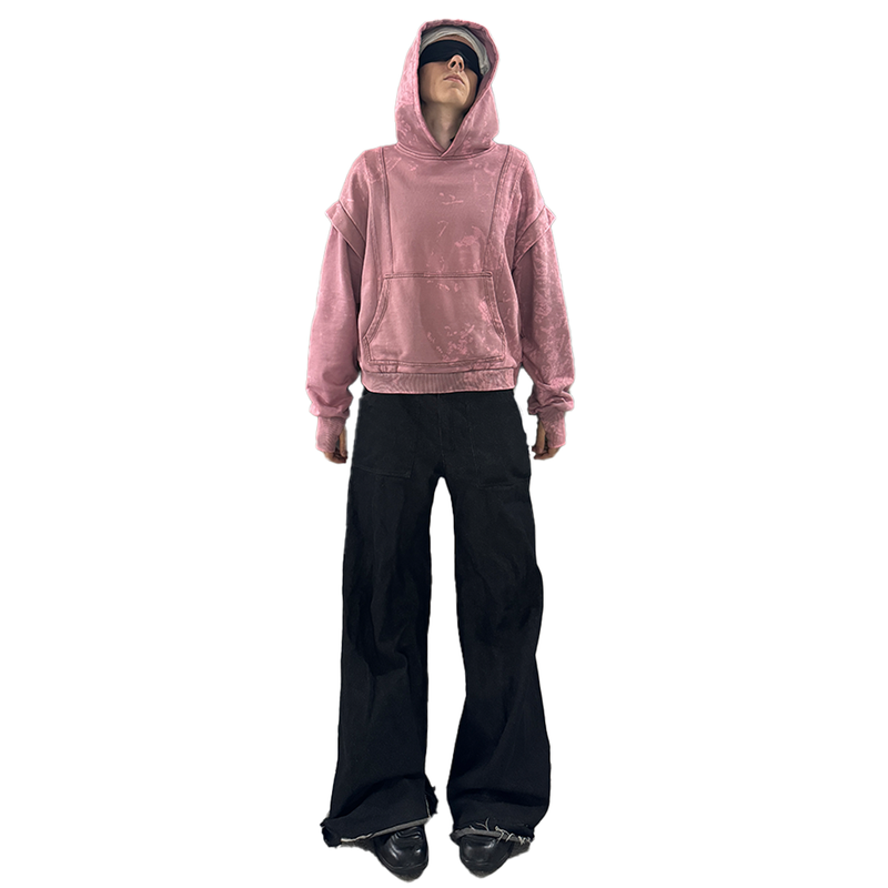 "SLENDER" LAYERED HOODIE - HARD DYED